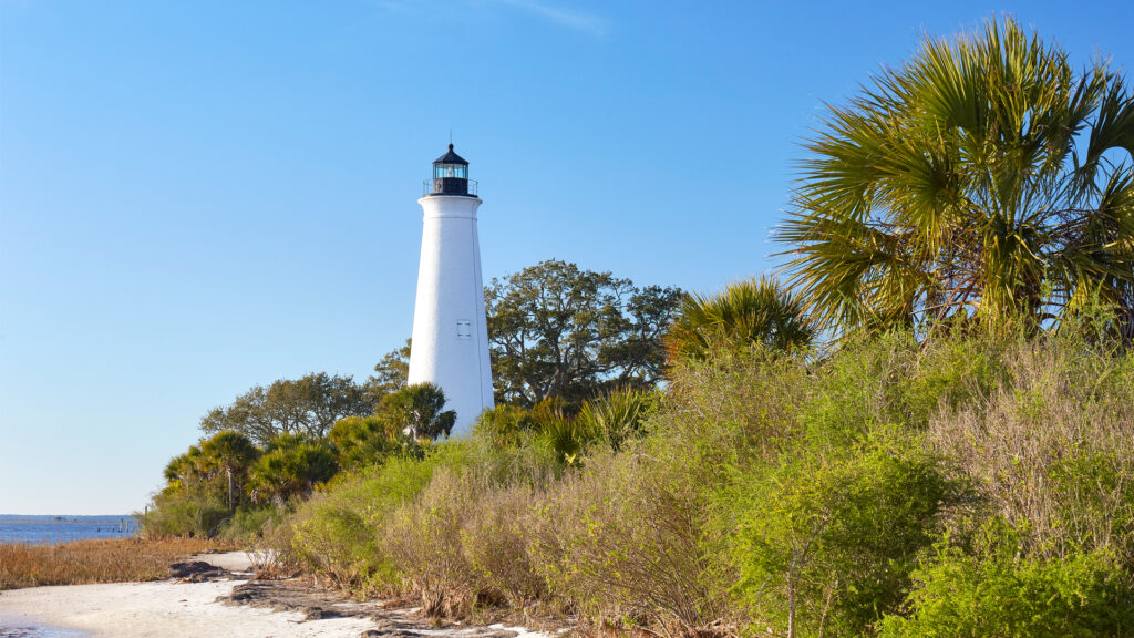 View of the St. Marks Lighthouse, located in St. Marks National Wildlife Refuge near Tallahassee (iStock image)