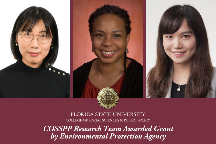 Department of Urban and Regional Planning Associate Professors Tisha Holmes and Kerry Fang and Askew School of Public Administration and Policy Associate Professor Tian Tang are part of a research team that received $222,412 from the Environmental Protection Agency for research in Southeast Florida. (College of Social Sciences and Public Policy)