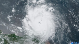 Hurricane Beryl churning in the Caribbean Sea (ABI imagery from NOAA's GOES-16 Satellite, Public domain, via Wikimedia Commons)