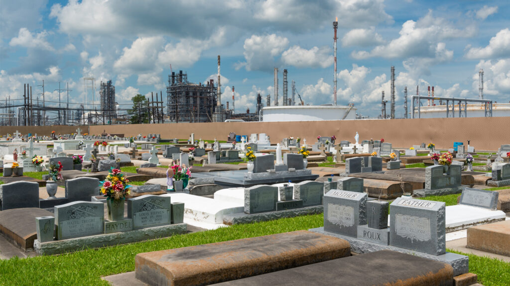 A cemetery in Taft, Louisiana, in the shadow of a petrochemical plant. The area is known as "Cancer Alley." (iStock image)