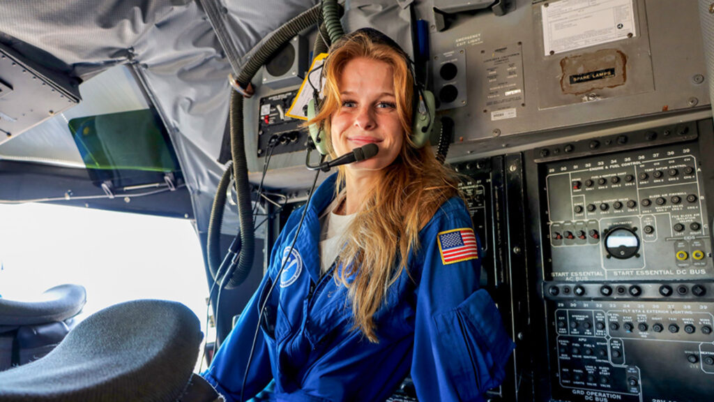 University of Miami graduate student Devon Ledbetter is creating a virtual reality experience on the work of hurricane hunters and their flights into the storm. (Photo courtesy of Devon Ledbetter)