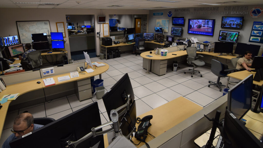 The offices of the National Hurricane Center's Tropical Analysis & Forecast Branch (NHC/NOAA, Public domain, via Wikimedia Commons)