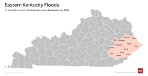 Map of Eastern Kentucky floods (Climate Central, Daily Yonder)