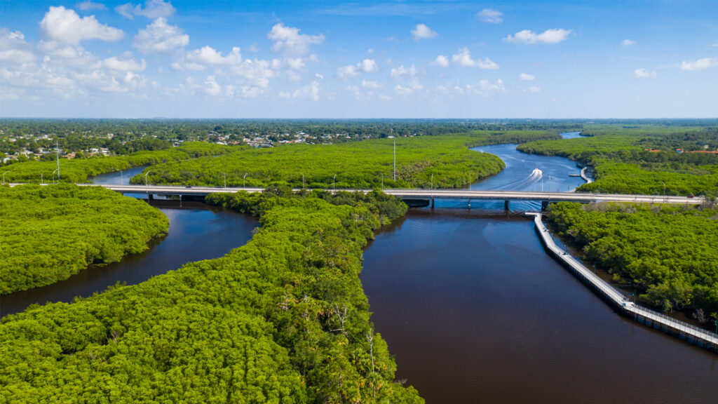 A drone shot from above the St Lucie River (iStock image)