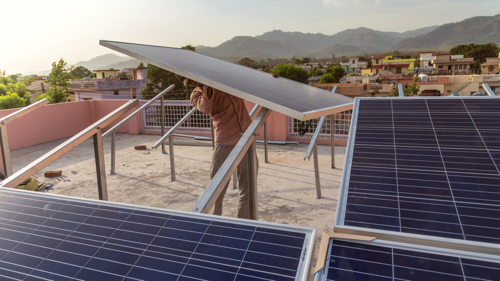 Solar panels are installed in a village in India (iStock image)