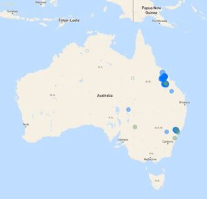 Satellites can now track methane hotspots in real time. This map from environmental intelligence company Kayrros is based on data from 2019 to present and shows Australia’s methane hotspots (largely from coal and gas) as captured by the Sentinel 5P satellite. (Kayyros Methane Watch, CC BY-NC-ND)