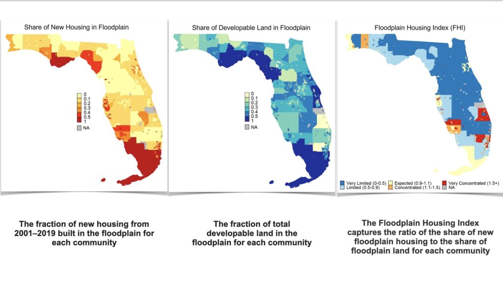 The analysis found that about 398,000 new residential properties were built in the floodplain in Florida, which represents 21% of all new housing built in the state and the highest total of any U.S. state. (University of Miami)