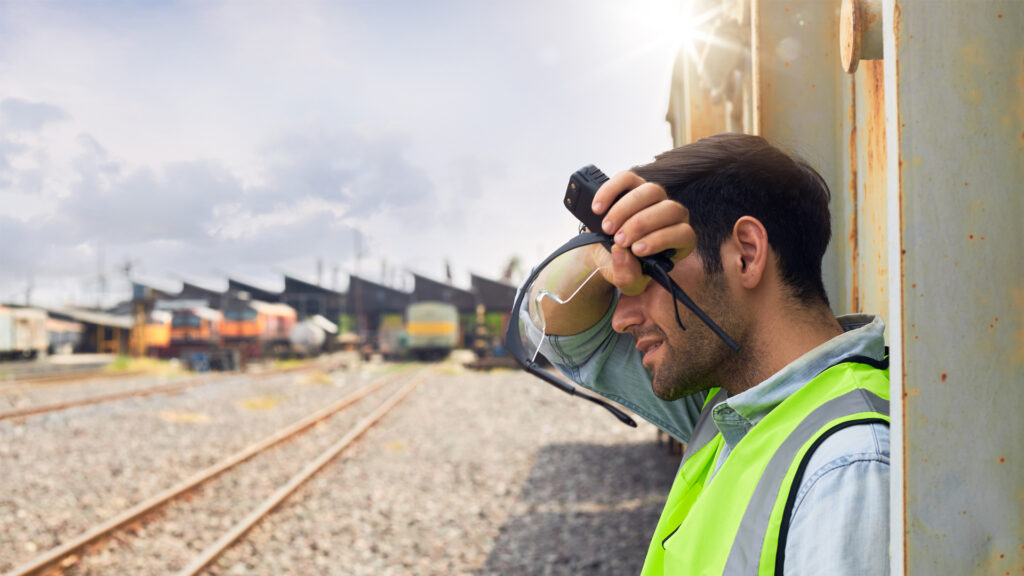 A worker shades himself from the sun. (iStock image)