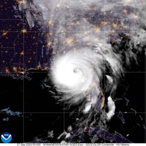 Hurricane Helene was over 400 miles wide, putting it among the largest hurricanes to hit the Gulf Coast. It was big enough to cover all of South Carolina. (NOAA GOES)