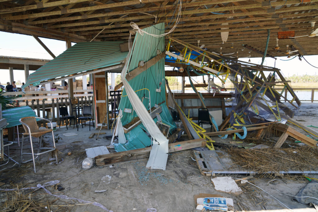 FEMA evaluates damages in Suwannee, a small town that took a direct hit from Hurricane Helene, causing severe damage. ( Patrick Moore/Federal Emergency Management Agency, via Defense Visual Information Distribution Service)