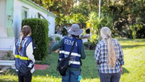 FEMA Disaster Survivor Assistance teams, along with FEMA Corps members, canvass Lake County to help residents after Hurricane Milton. (Chief Petty Officer Daniel M. Young/U.S. Naval Forces Europe-Africa, via Defense Visual Information Distribution Service)