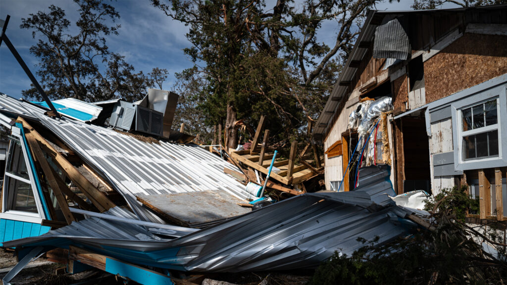 Damage caused by Hurricane Helene in Steinhatchee (U.S. Army Photo by Brigida Sanchez, via via Defense Visual Information Distribution Service)