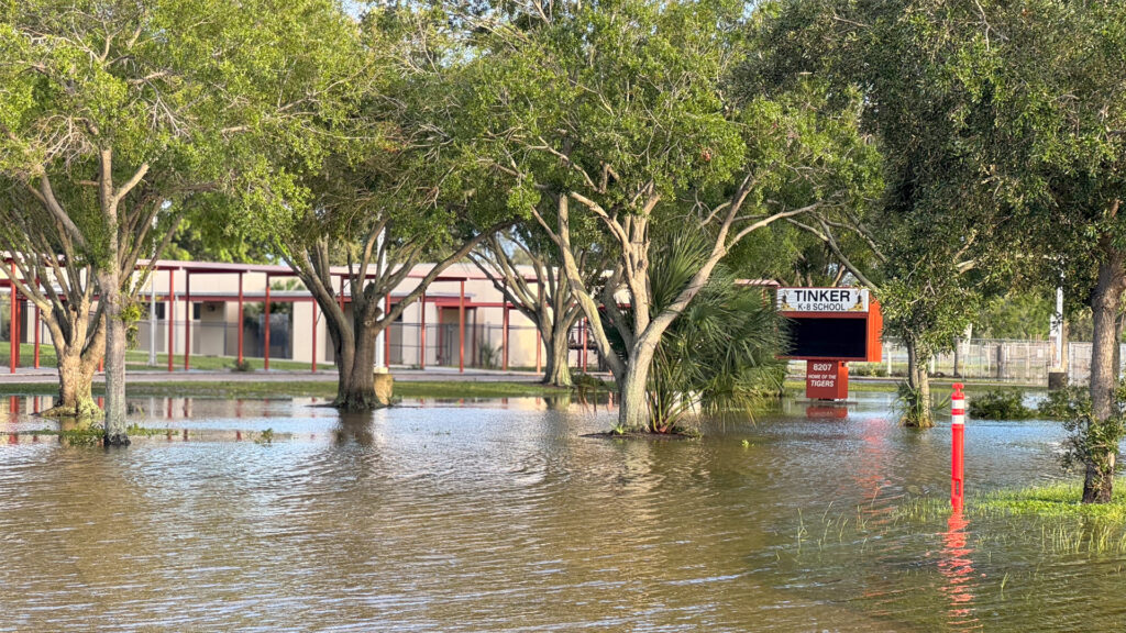 Flooding at MacDill Air Force Base in Tampa following Hurricane Helene (U.S. Air Force photo by Capt. Kaitlin Butler and 2nd Lt. Laura Anderson, via Defense Visual Information Distribution Service)