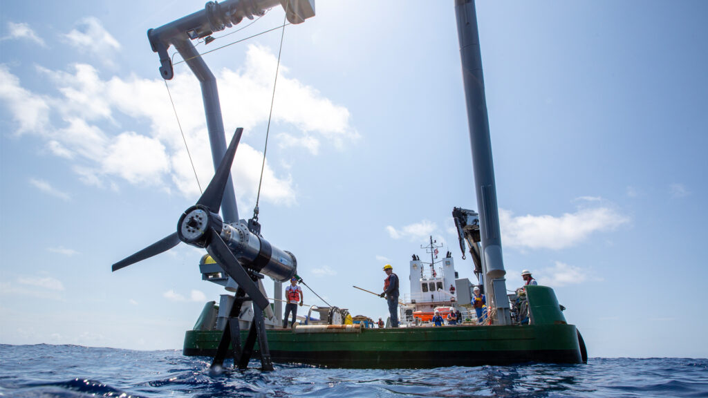 Florida Atlantic University’s Southeast National Marine Renewable Energy Center worked with OceanBased Perpetual Energy in 2020 to test turbines in generating energy from ocean currents. (Submitted image)