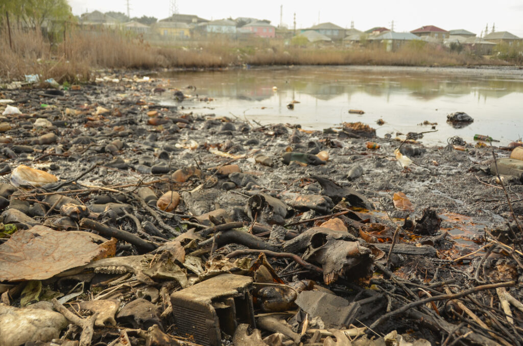 Just a few miles away from the COP29 negotiation rooms are the world's oldest developed oil fields. This area is littered with oil-soaked debris and oil covered waters. Commercial oil drilling near Baku dates back to 1846, making theirs the first such wells. Even the country’s name Azerbaijan has its origin in the regions oil and gas seeps. The Turkic tribal name dates back to the era of the ancient Persian empire and means “Guardian of Fire.” As president of COP29, many accuse the nation of doing exactly that, protecting the interests of the fossil fuel industry and the global economy still very much dependent on this source of fire. (Photo by Michal Fidler, text by John Capece)