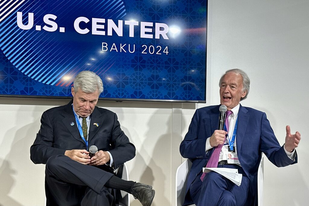 Equally intense and tranquil at this year's COP were U.S. Sens. Sheldon Whitehouse (D-RI) and Ed Markey (D-MA). They are the stalwart champions of climate action in the U.S. government. They offered words of encouragement saying that the jobs and greenhouse gas reductions progress delivered by President Joe Biden’s Inflation Reduction Act cannot be undone by the Trump administration. But it is doubtful that the Trump administration will continue or expand these climate mitigation programs. (Photo by Michal Fidler, text by John Capece)