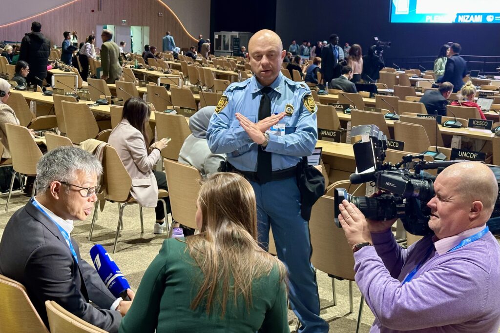 Seemingly every aspect of COP29 and of all prior conferences is an exercise in confrontation, concession and frustration. The sovereignty of nations and the niceties of diplomatic convention ensure that few rules and standards are established or enforced. Clear signals and warnings are ignored in pursuit of competitive advantage. (Photo by Michal Fidler, text by John Capece)