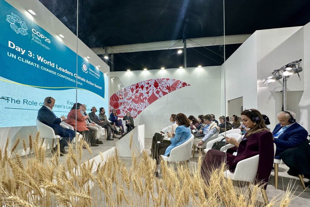 Even the design motif of the Russian Pavilion seemed to convey a political message through its ironic imagery. Wheat was prominent – the yellow element in the Ukrainian flag. One could not help but draw an association with the Ukrainian wheat that is needed so badly in other nations, but is being destroyed or absconded from the occupied territories of Ukraine. Wheat and so many other global food crops are at risk from the destructive forces of both man-made war and man-made, climate-driven extreme weather. (Photo by Michal Fidler, text by John Capece)