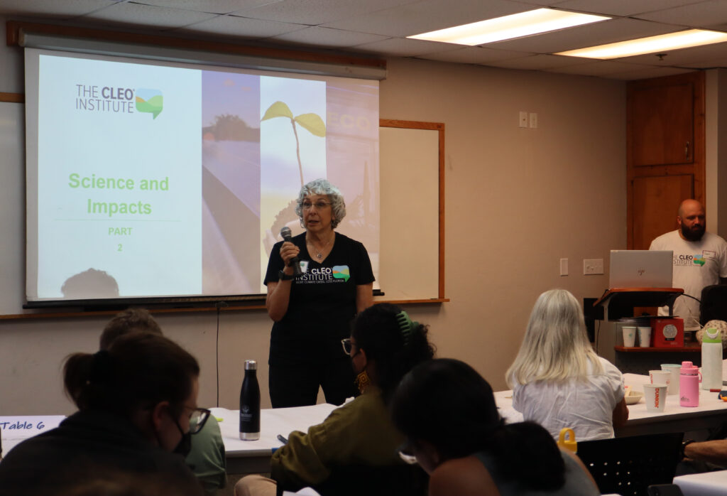 The CLEO Institute's Ellen Siegel talks during a CLEO Speakers Network training event Oct. 27 in Gainesville. (Submitted image)