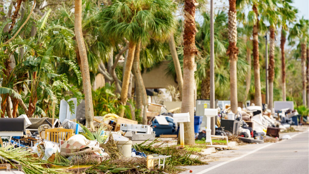 Belongings are piled outside of flooded homes in St. Pete Beach following Hurricane Milton (iStock image)