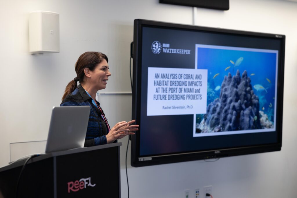 Miami Waterkeeper Rachel Silverstein delivers a presentation during the ReeFLorida Symposium. (Photo courtesy of Frost Science)