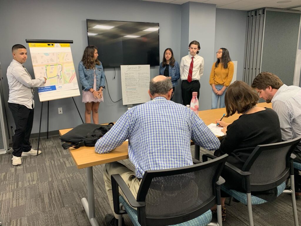 Students engage in hands-on activities as part of the Think Like a Planner program, learning sustainable urban planning with MODS and the Broward MPO. (Photo courtesy of MODS)