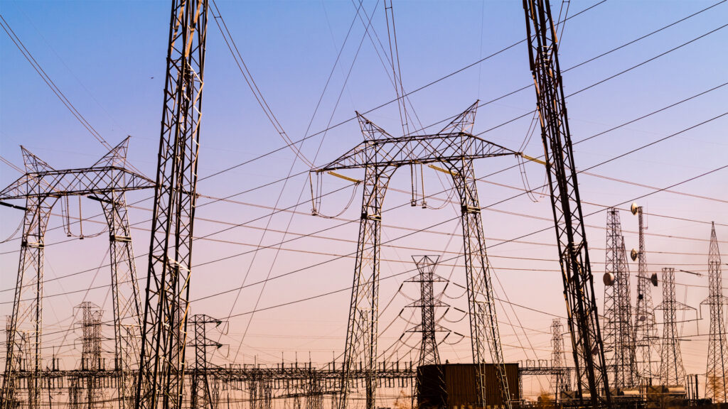 High voltage electricity towers at a substation (iStock image)