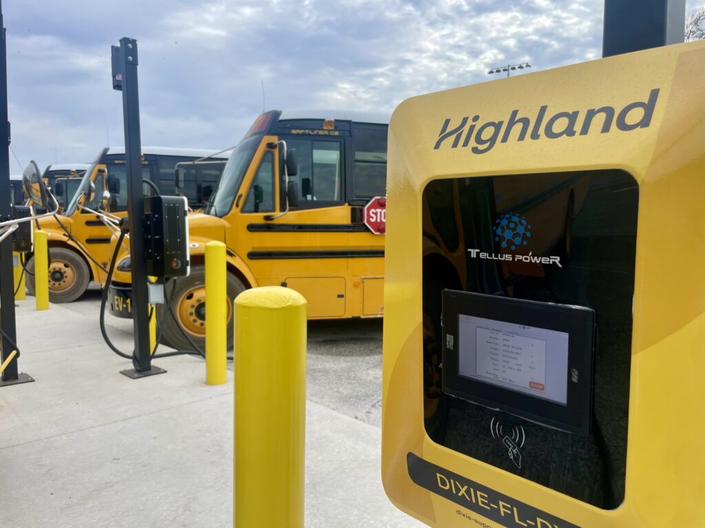 A electric school bus charging station in Dixie County (TPIN staff)