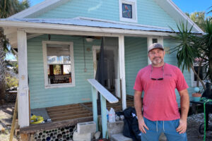 Dell Weible is renovating his hurricane-torn cottage a fourth time. He plans to turn it into a bar or wine bar. (Credit: Amy Green/Inside Climate News)